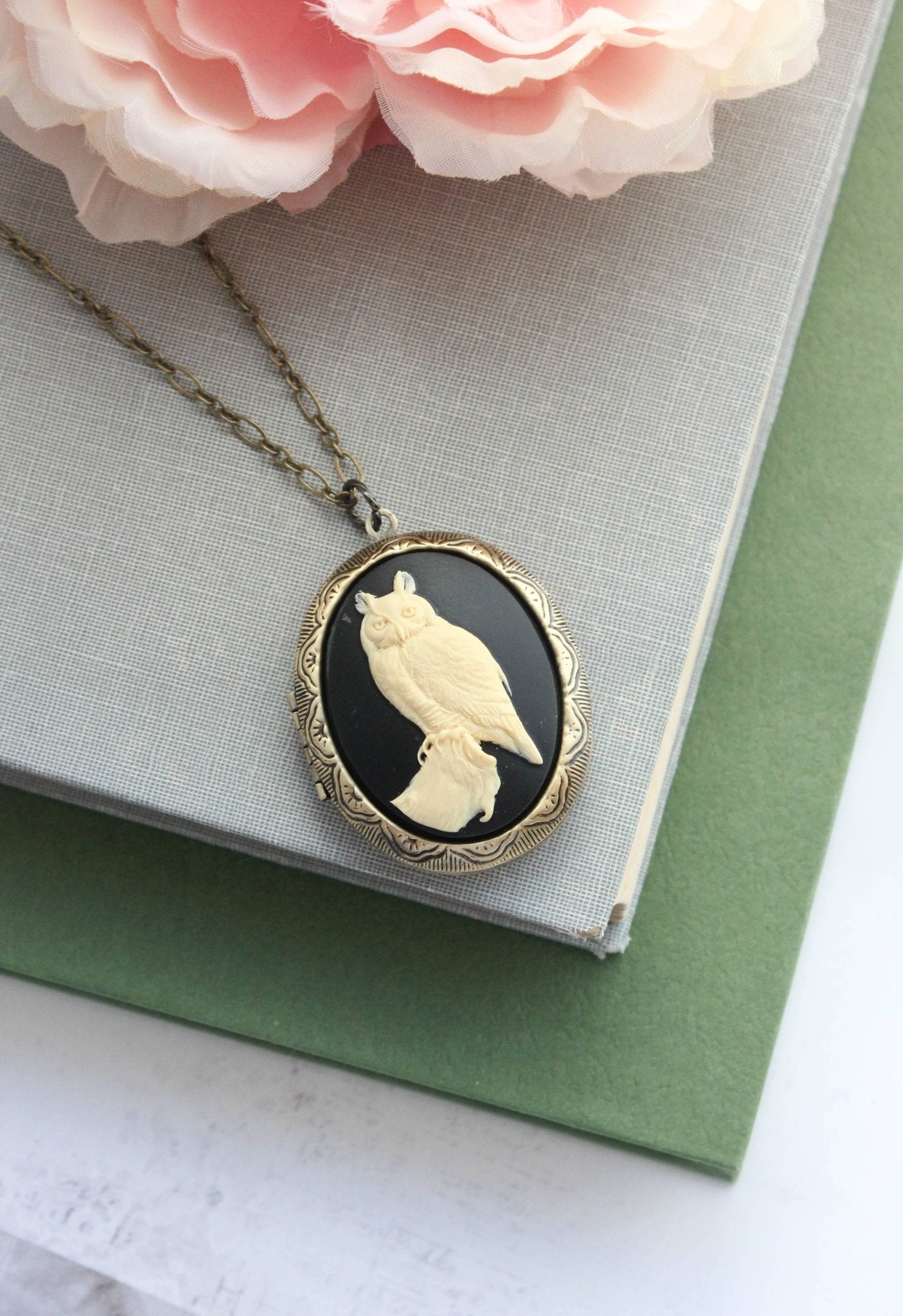 A Pocket of Posies - Owl Necklace | Photo Locket Necklace | Woodland Creatures: 26 Inches - Little Boho Valley