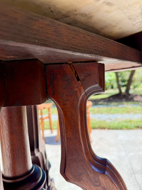 Antique Victorian Brooks Oval Marble Top Table - Little Boho Valley