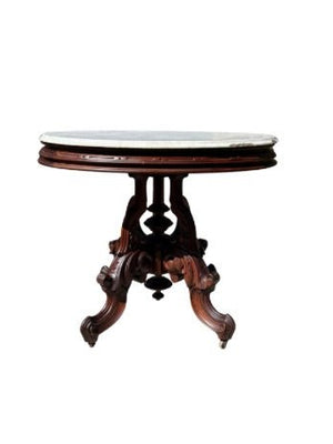 Antique Victorian Brooks Oval Marble Top Table - Little Boho Valley