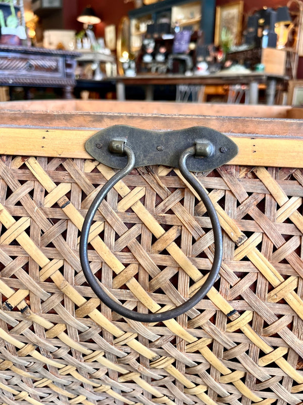 Extra Large Vintage Wicker Basket with Brass Detailing - Little Boho Valley