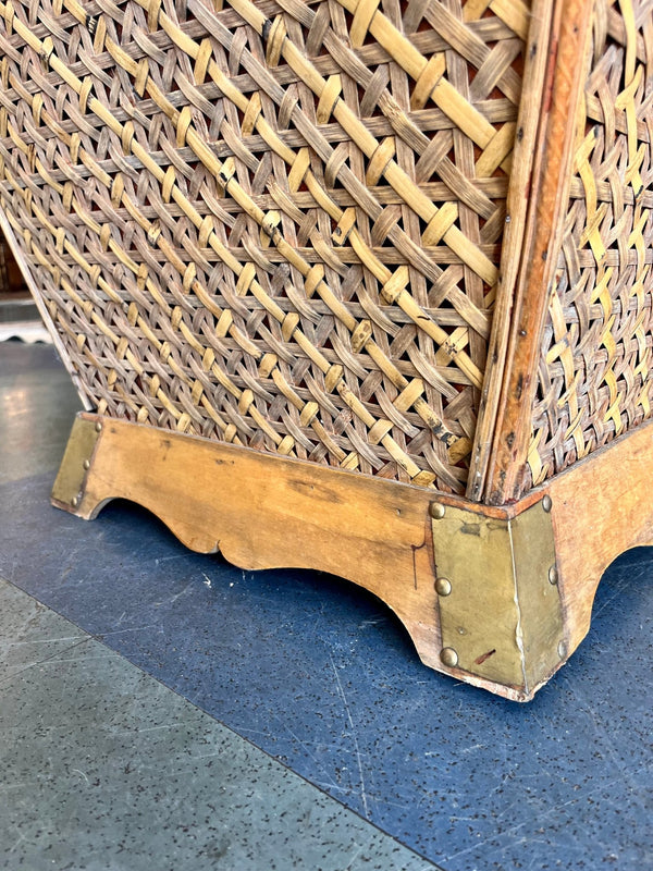 Extra Large Vintage Wicker Basket with Brass Detailing - Little Boho Valley