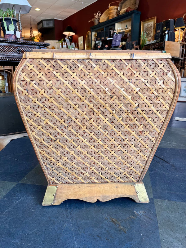 Extra Large Vintage Wicker Basket with Brass Detailing - Little Boho Valley