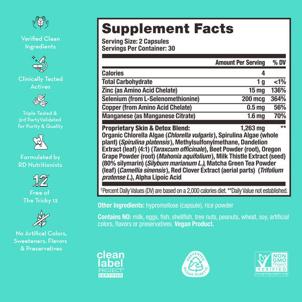 Hum Nutrition - DAILY CLEANSE CAPSULES FOR SKIN & BODY DETOX - Little Boho Valley