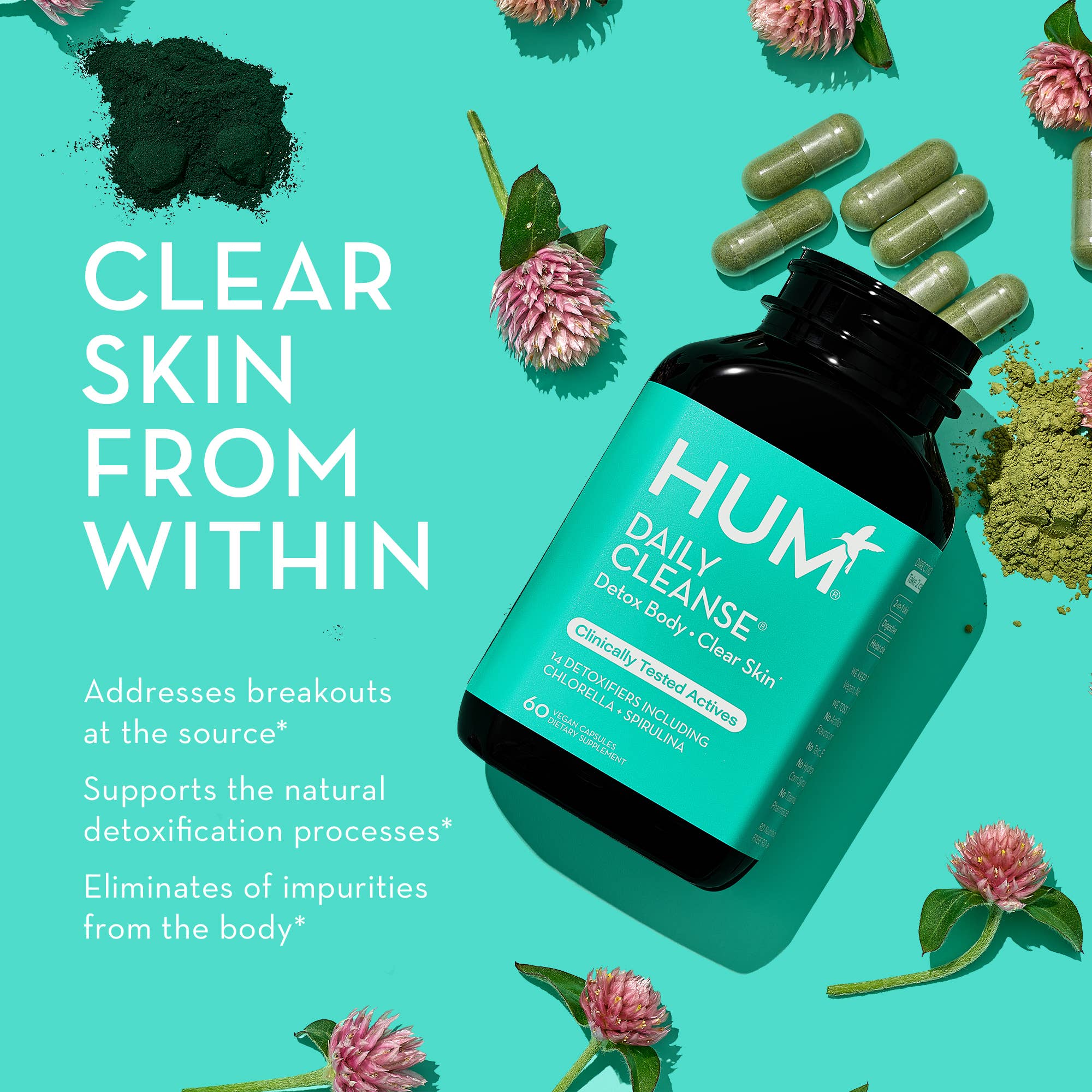 Hum Nutrition - DAILY CLEANSE CAPSULES FOR SKIN & BODY DETOX - Little Boho Valley