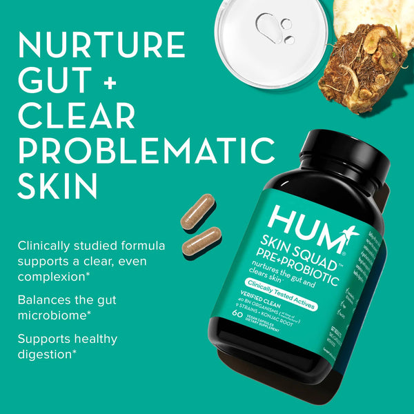 Hum Nutrition - SKIN SQUAD PRE+PROBIOTIC CAPSULES FOR SKIN & GUT HEALTH - Little Boho Valley