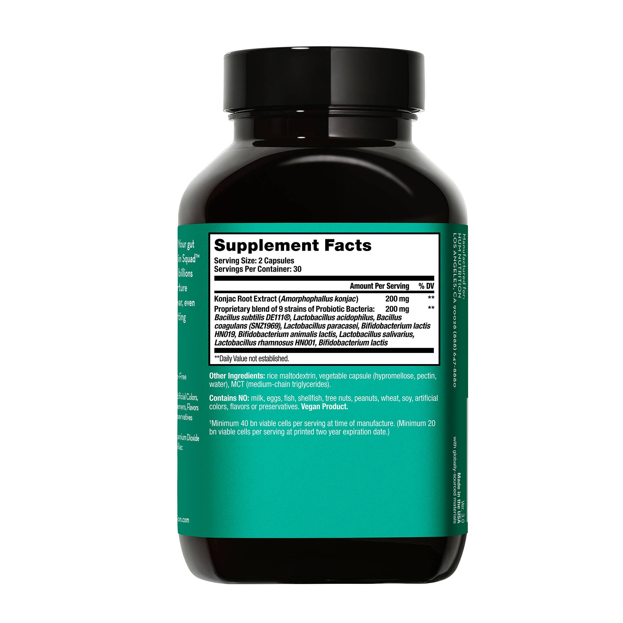 Hum Nutrition - SKIN SQUAD PRE+PROBIOTIC CAPSULES FOR SKIN & GUT HEALTH - Little Boho Valley