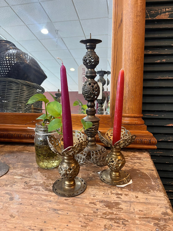 Large ornate brass candleholder - Little Boho Valley