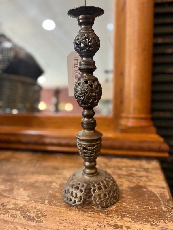 Large ornate brass candleholder - Little Boho Valley