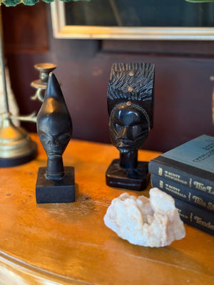 Pair of Vintage African Wood Carved Statues - Little Boho Valley