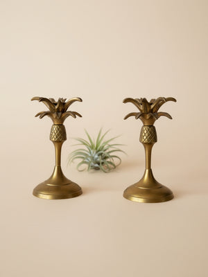 Pair of Vintage Brass Pineapple Candlesticks - Little Boho Valley