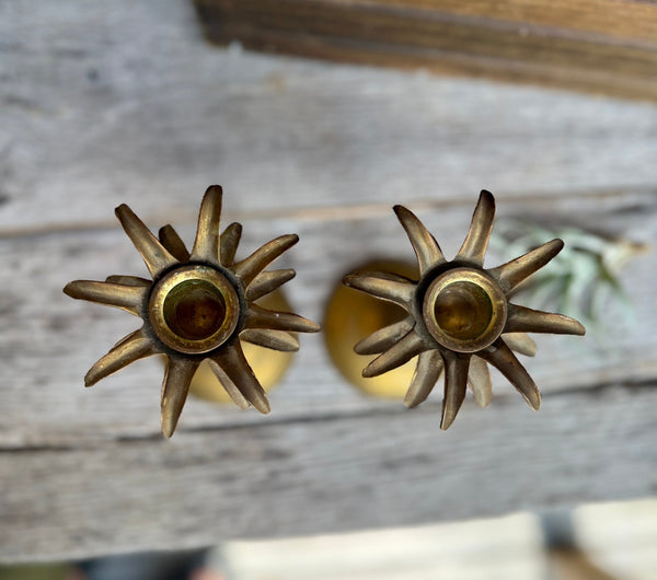 Pair of Vintage Brass Pineapple Candlesticks - Little Boho Valley