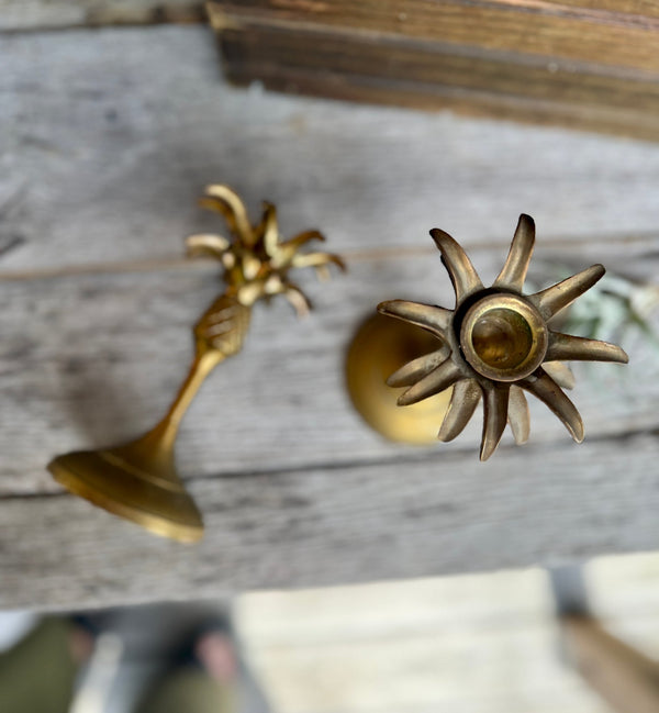 Pair of Vintage Brass Pineapple Candlesticks - Little Boho Valley