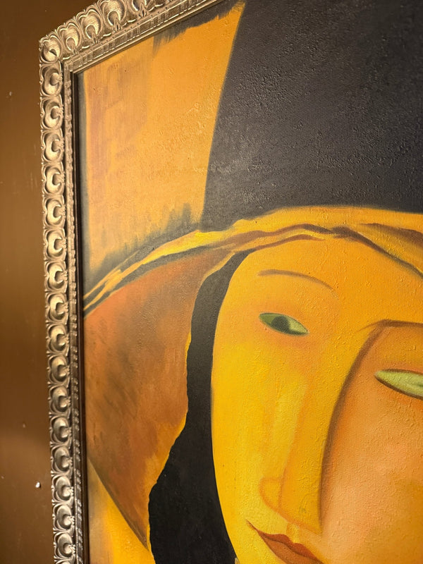 Portrait of a Woman in a Large Hat Oil Painting - Little Boho Valley