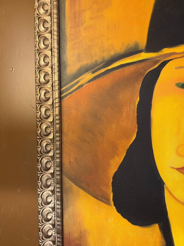 Portrait of a Woman in a Large Hat Oil Painting - Little Boho Valley