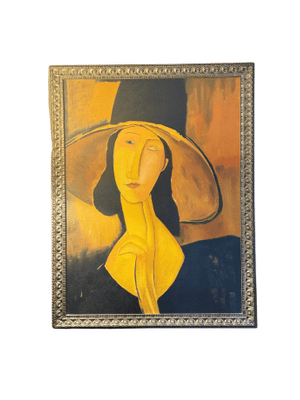 Oil painting of Portrait of a Woman in a Large Hat - Little Boho Valley