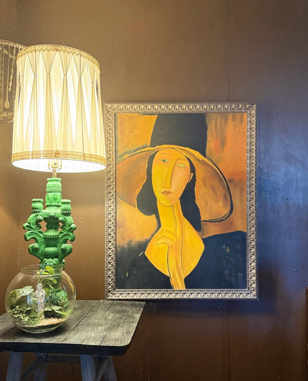 Oil painting of Portrait of a Woman in a Large Hat - Little Boho Valley