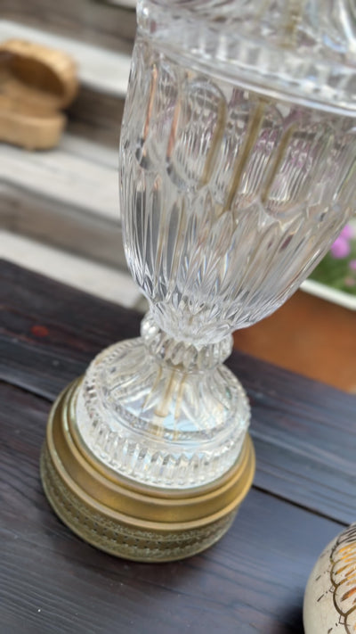 Hollywood Regency Mid-century lamps with crystals