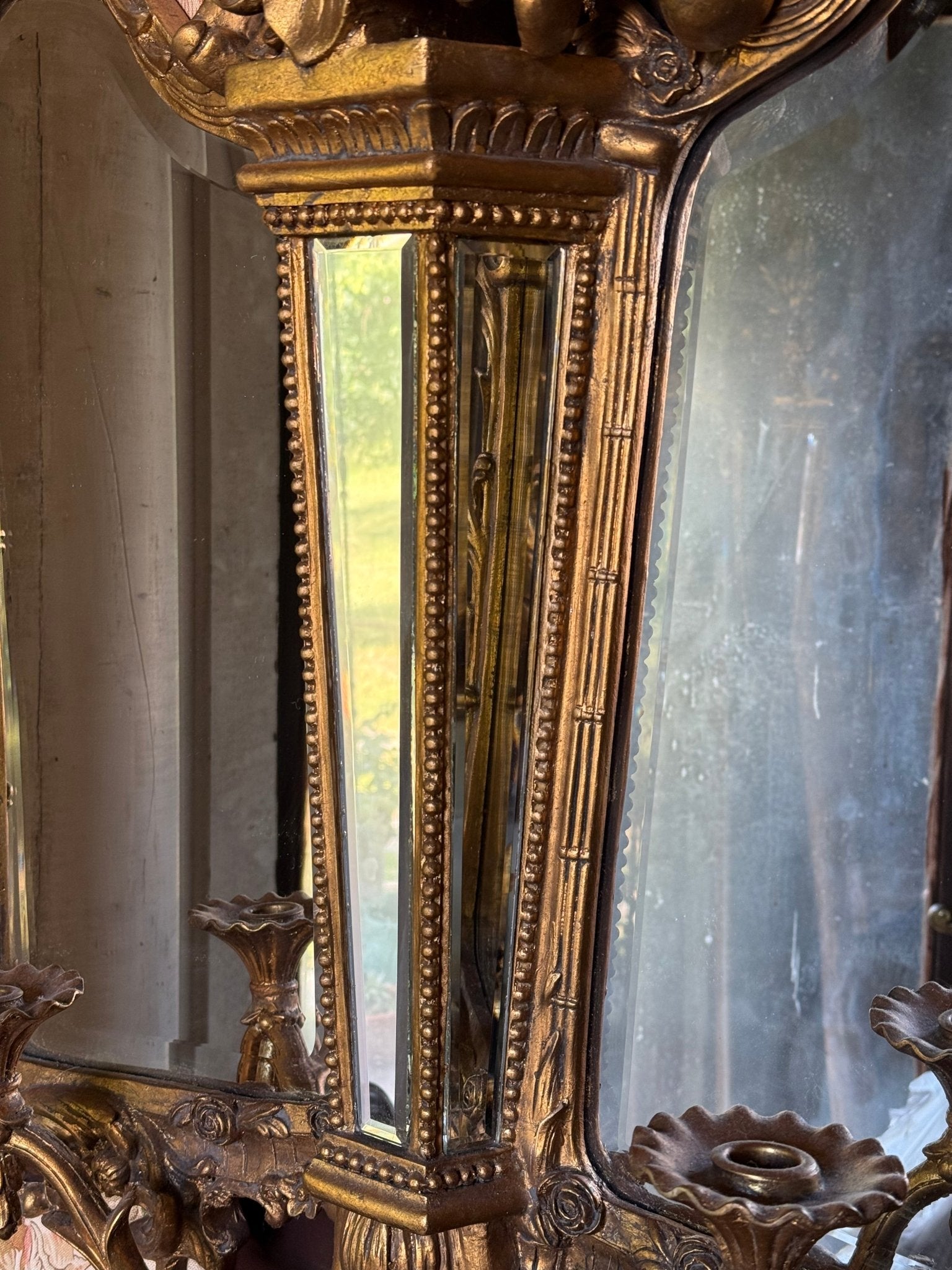 Rococo Revival Gold Gilded Antique Mirror with Roses - Little Boho Valley