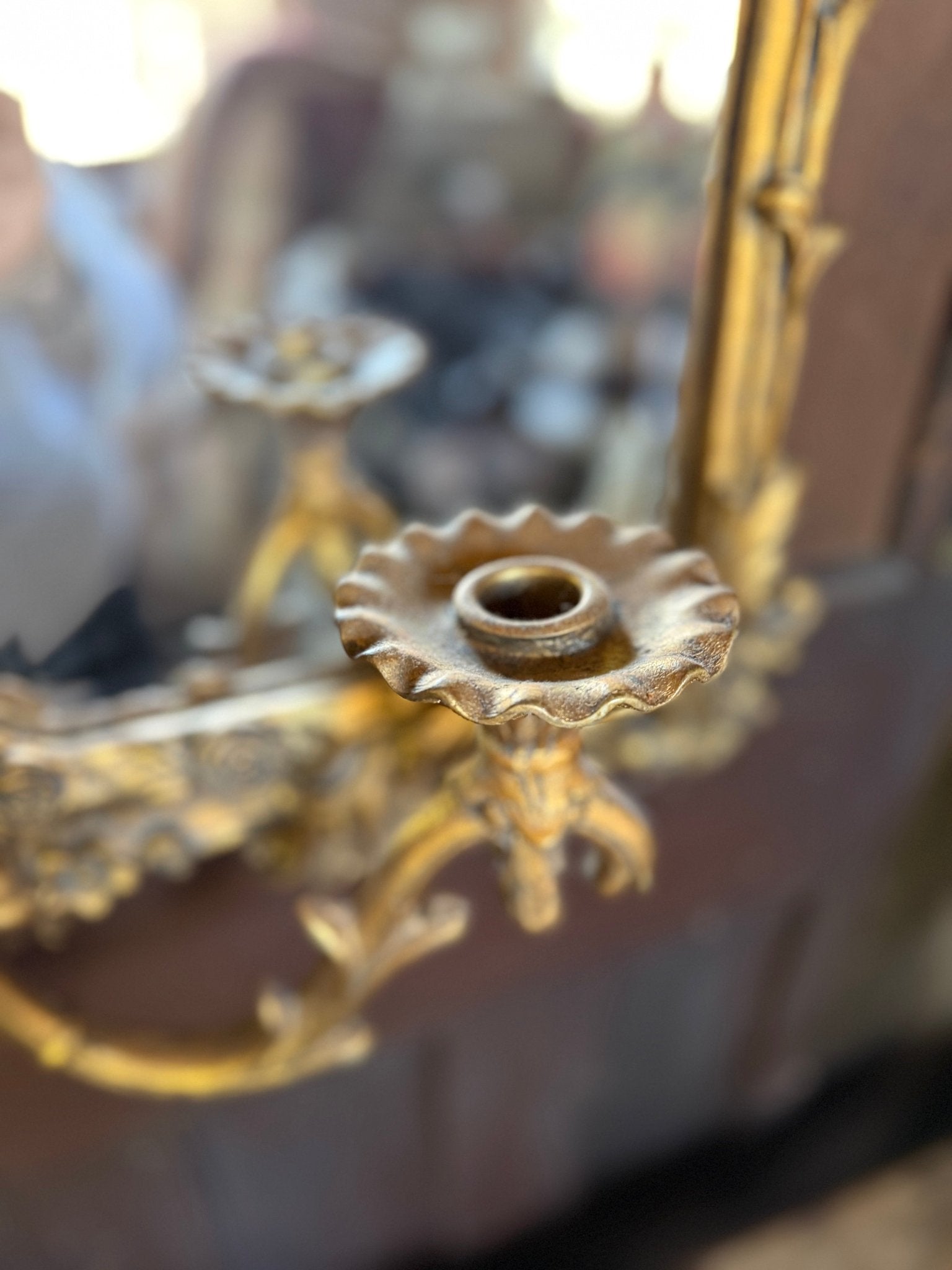 Rococo Revival Gold Gilded Antique Mirror with Roses - Little Boho Valley