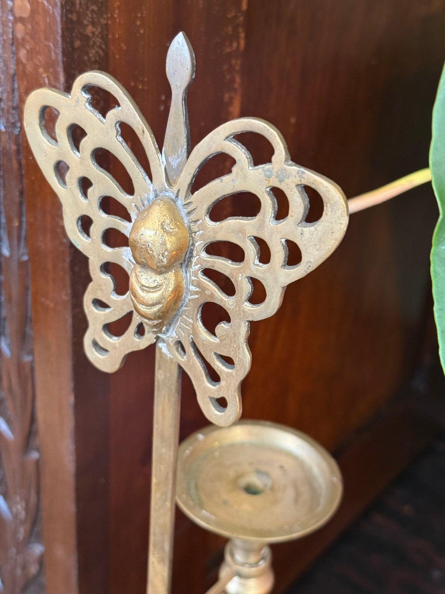 Vintage Brass Chinoiserie Butterfly Candleholder - Little Boho Valley