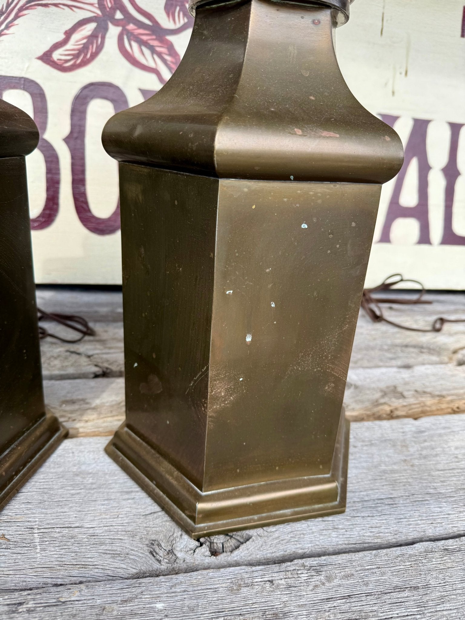 Vintage Brass Tea Caddy Lamps with Original Finials - a Pair - Little Boho Valley