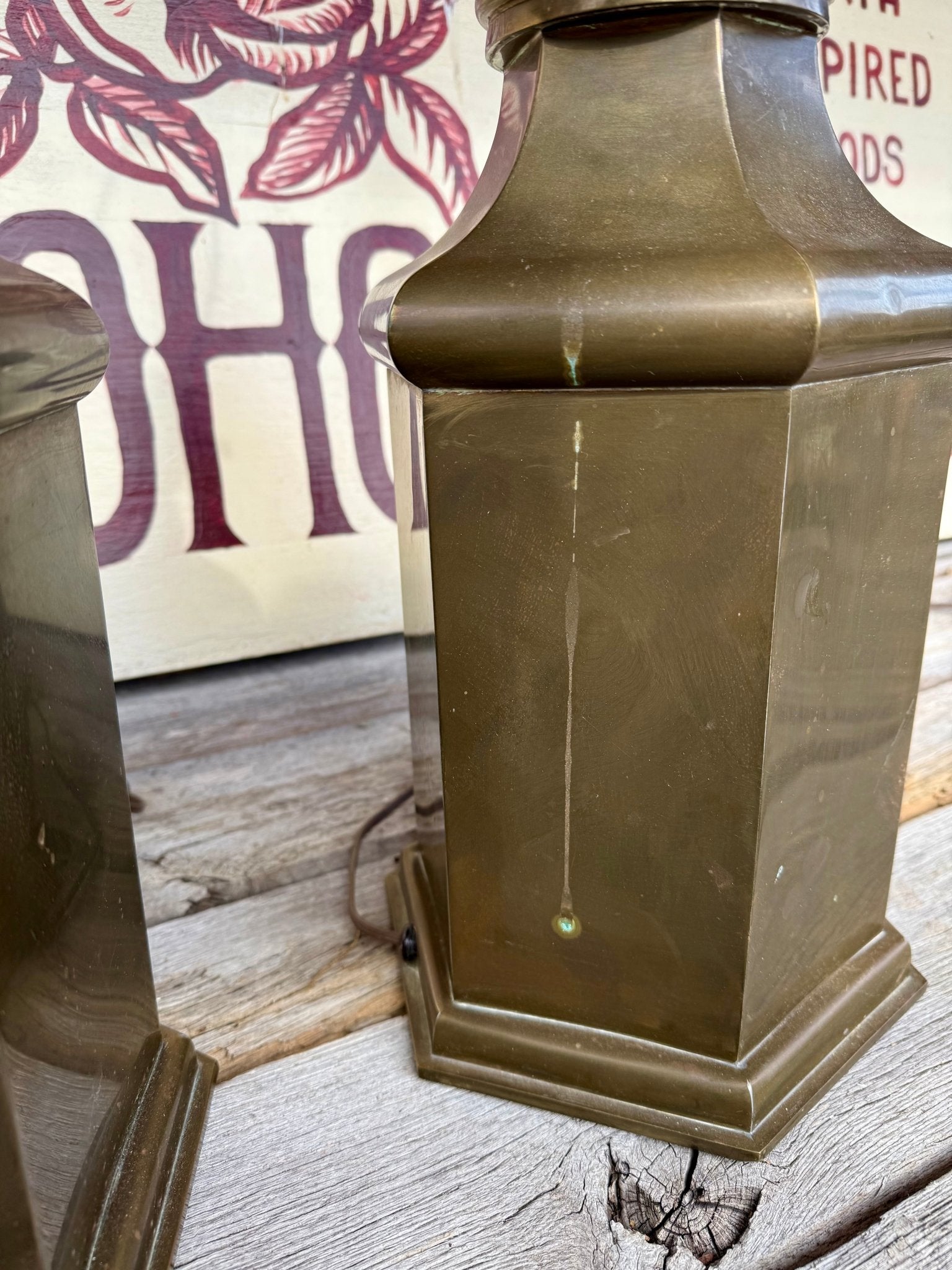 Vintage Brass Tea Caddy Lamps with Original Finials - a Pair - Little Boho Valley