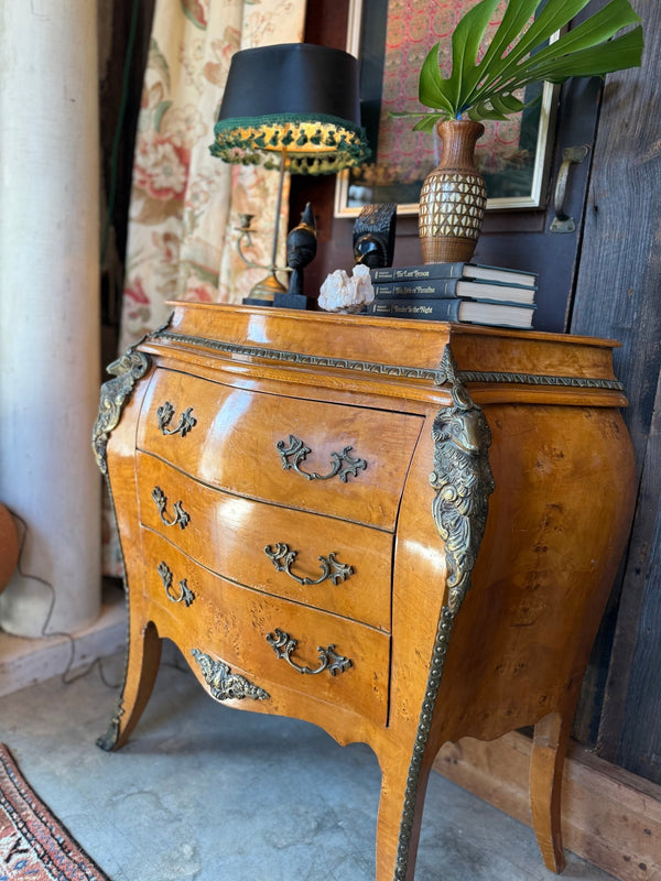 Vintage Burl Wood Petite Commode - Little Boho Valley