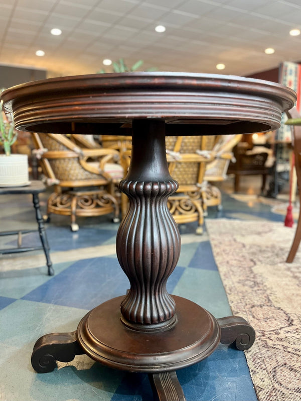 Vintage Dark Wood Pedestal Table - Little Boho Valley