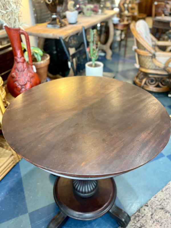 Vintage Dark Wood Pedestal Table - Little Boho Valley