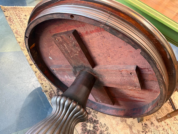 Vintage Dark Wood Pedestal Table - Little Boho Valley