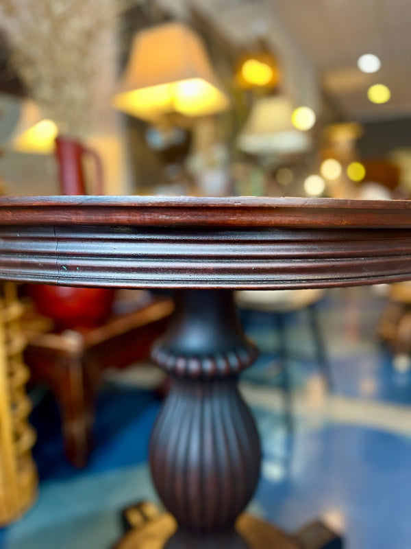 Vintage Dark Wood Pedestal Table - Little Boho Valley