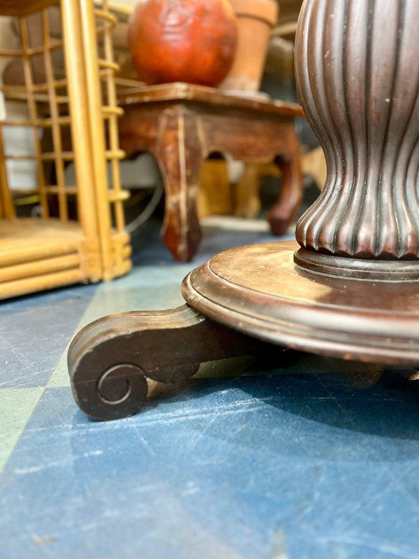 Vintage Dark Wood Pedestal Table - Little Boho Valley