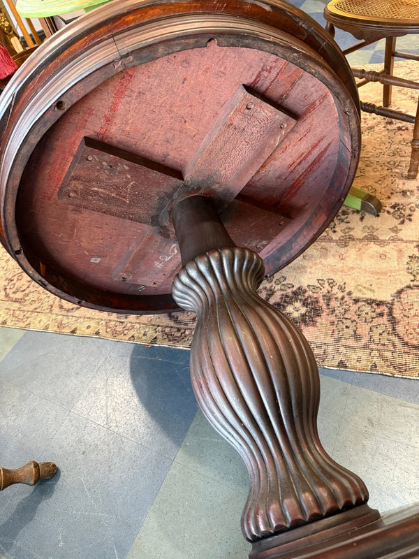 Vintage Dark Wood Pedestal Table - Little Boho Valley