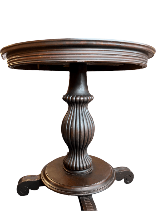 Vintage Dark Wood Pedestal Table - Little Boho Valley