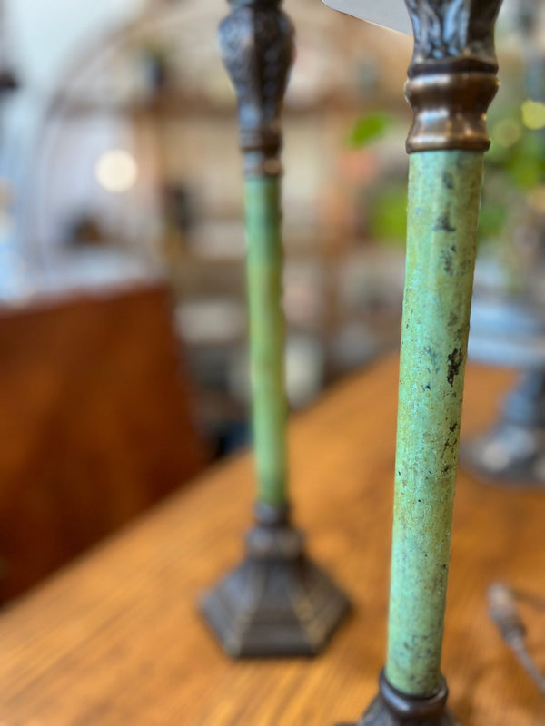 Vintage Faux Marble Metal Candlestick Holders - Little Boho Valley