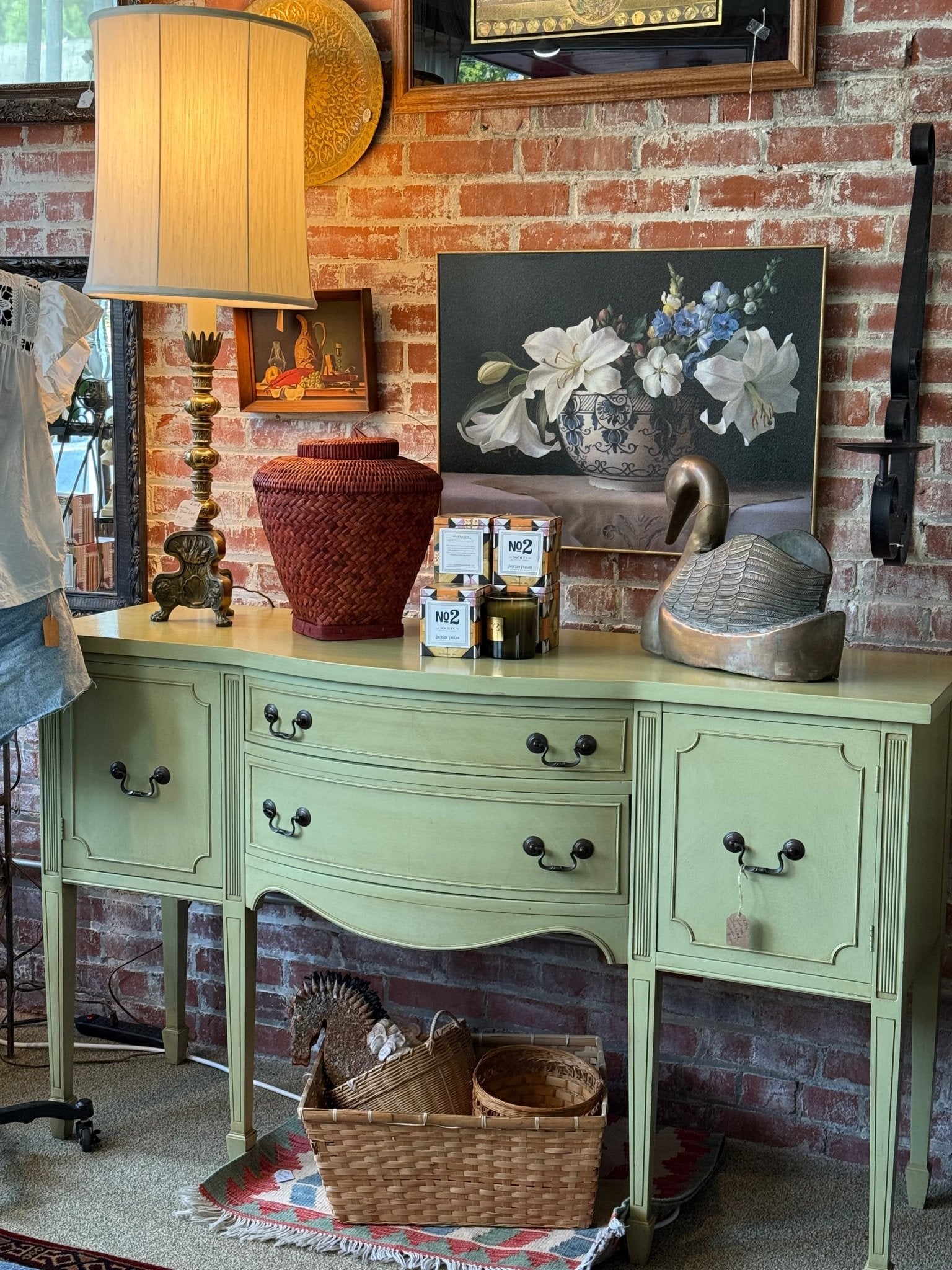 Vintage Green Buffet - Original Finish - Little Boho Valley