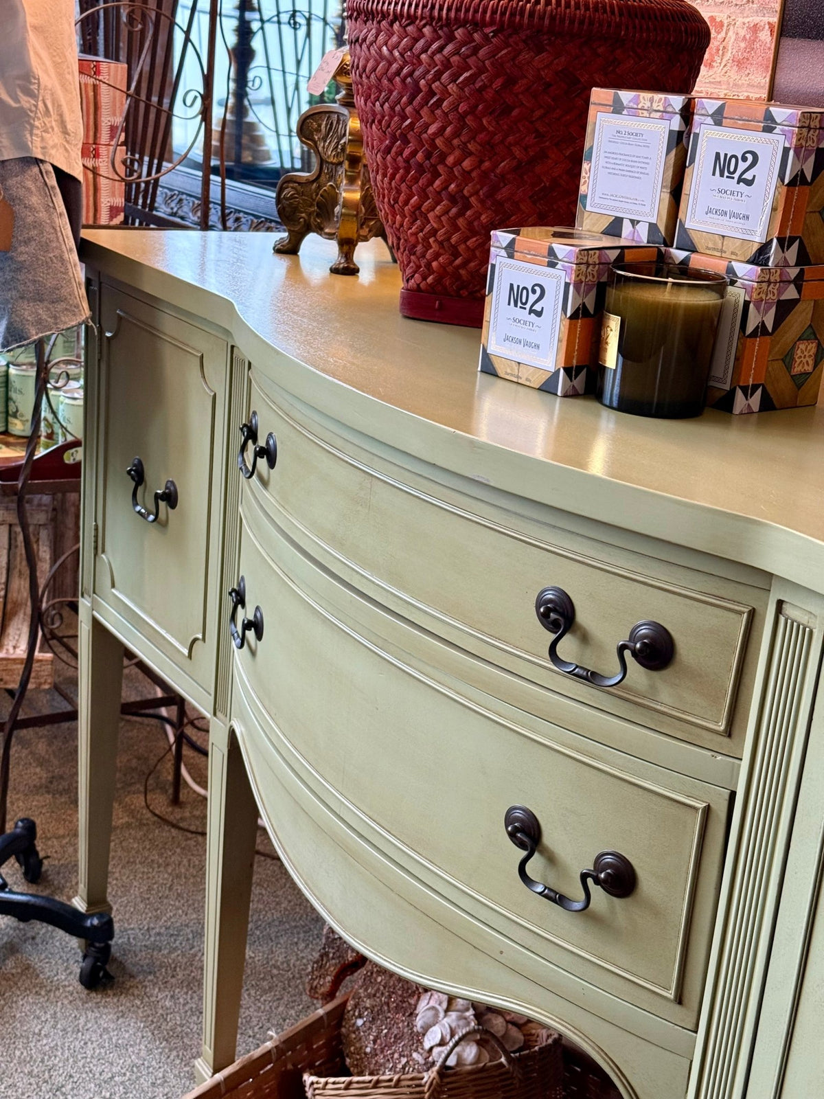 Vintage Green Buffet - Original Finish - Little Boho Valley