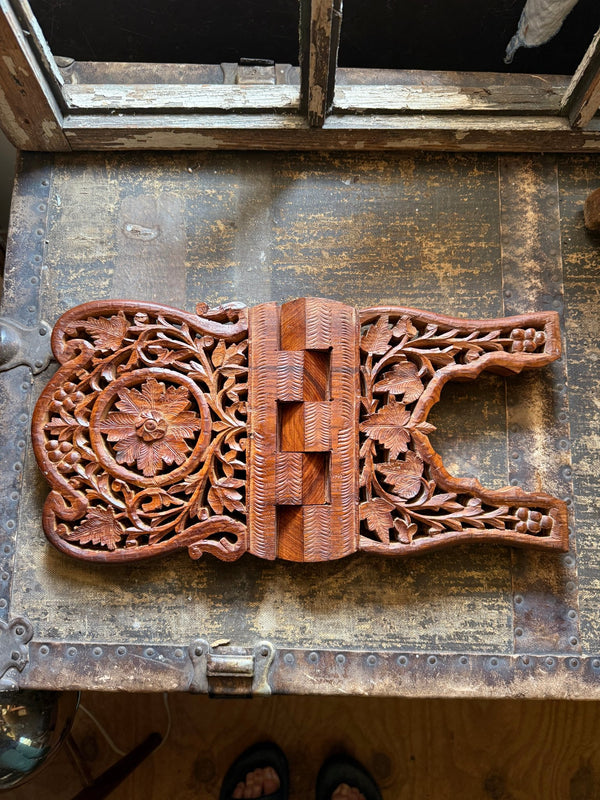 Vintage Hand Carved Wooden Bookstand - Little Boho Valley