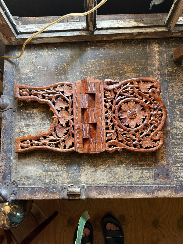 Vintage Hand Carved Wooden Bookstand - Little Boho Valley