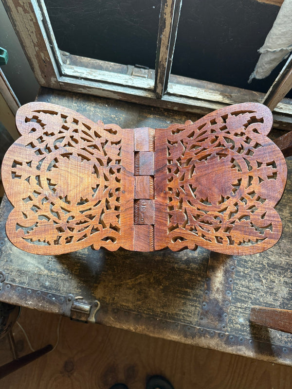 Vintage Hand Carved Wooden Bookstand - Little Boho Valley