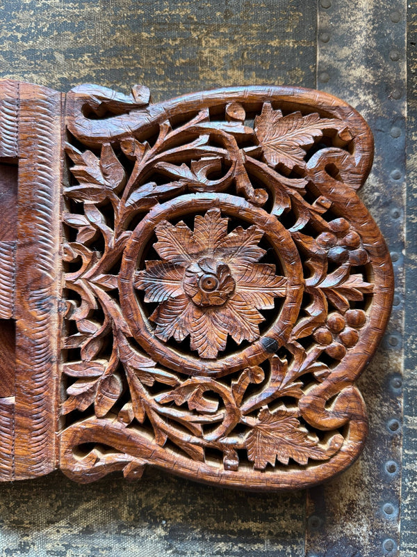 Vintage Hand Carved Wooden Bookstand - Little Boho Valley