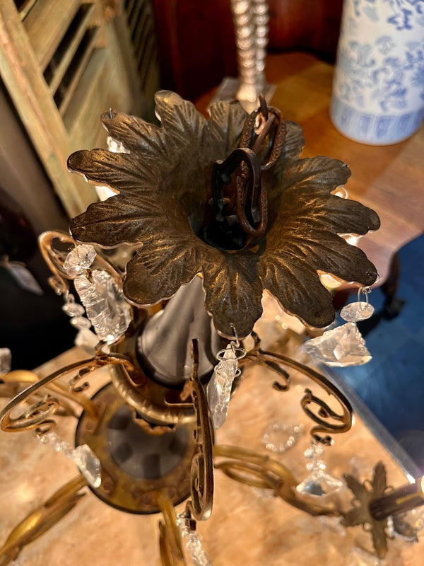 Vintage Hollywood Regency Style Black and Gold Chandelier - Little Boho Valley