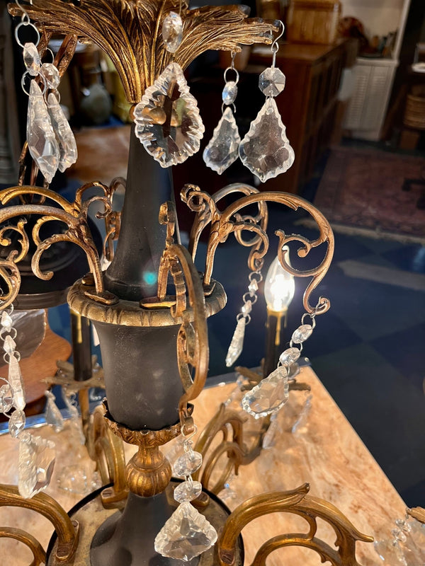 Vintage Hollywood Regency Style Black and Gold Chandelier - Little Boho Valley