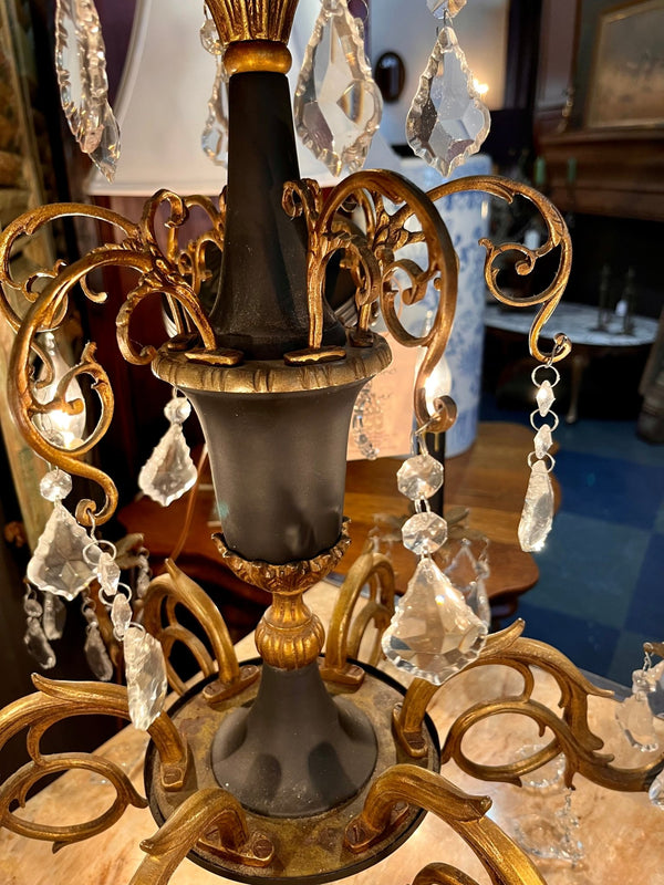 Vintage Hollywood Regency Style Black and Gold Chandelier - Little Boho Valley