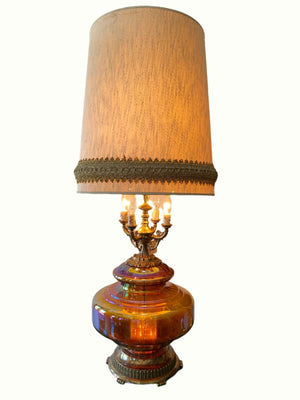 Vintage Mid Century Large Amber Carnival Lamp - Little Boho Valley