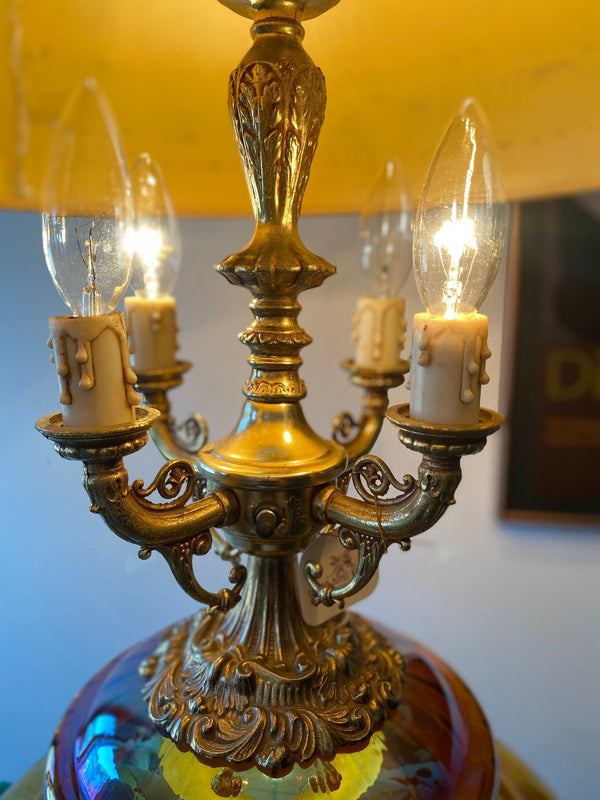 Vintage Mid Century Large Amber Carnival Lamp - Little Boho Valley