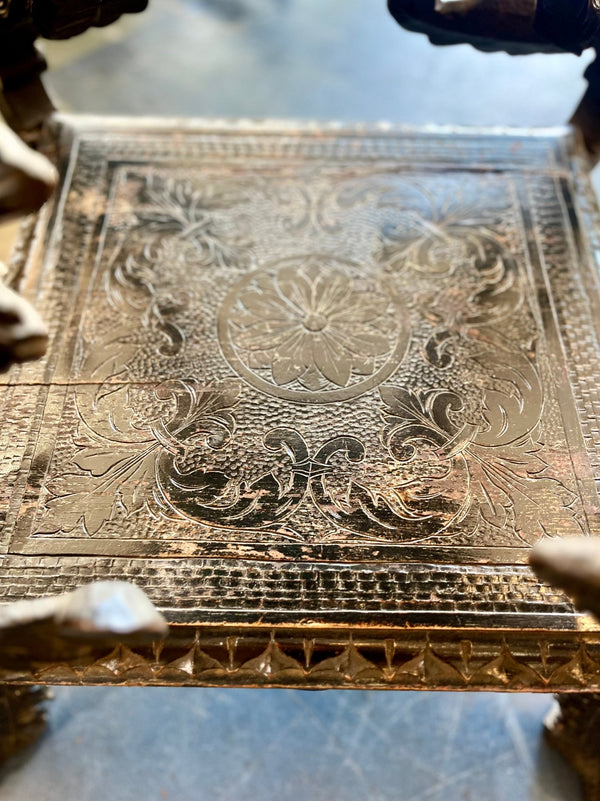 Vintage Ornate Wood Carved Dragon Table - Little Boho Valley