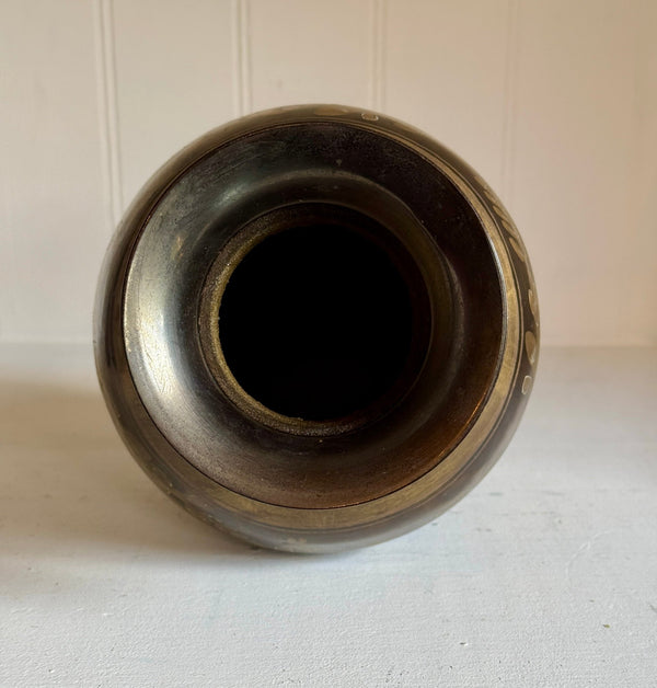 Vintage Peacock Etched Brass Vase - Little Boho Valley