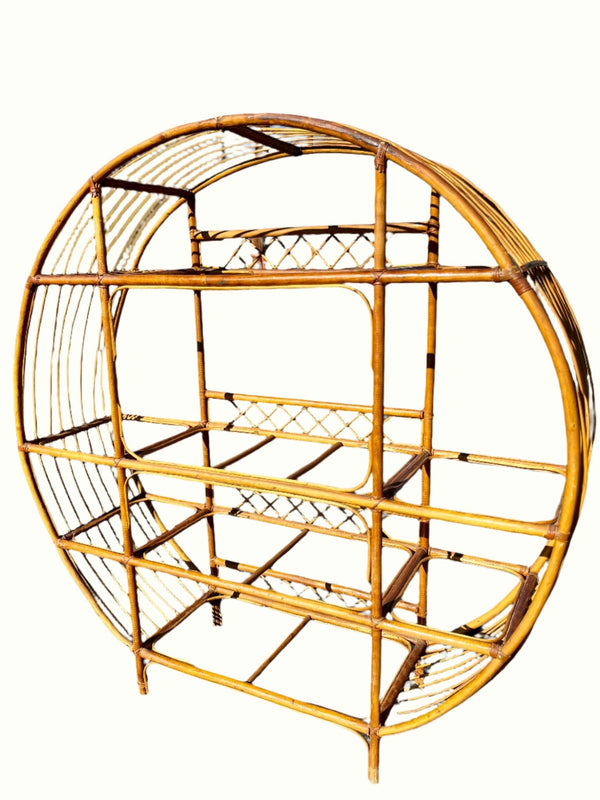 Vintage Round Rattan/Bamboo Shelf - Little Boho Valley