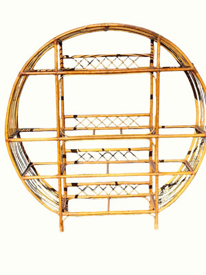 Vintage Round Rattan/Bamboo Shelf - Little Boho Valley